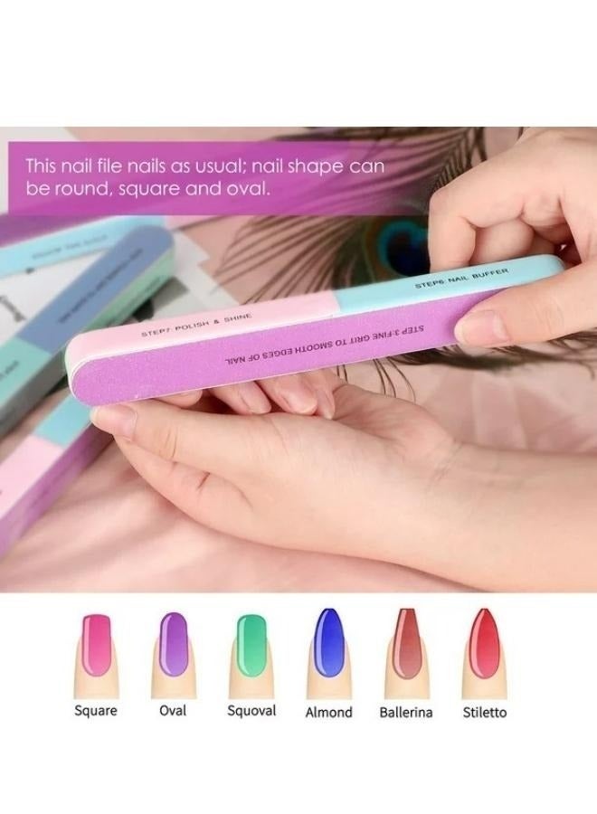 مكعب تلميع الأظافر 7 خطوات - كتلة تلميع احترافية ذات 7 أسطح لتشكيل وتنعيم الأظافر ومنحها لمعاناً عالياً - Image 4